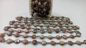 Connecteur de chaîne en laiton naturel, forme de pièce de monnaie, multi-moonstone mystique, revêtement, briolette, 9 mm-11 mm, pour la fabrication de bijoux, vendu à l'unité - Product Image 3