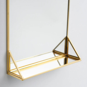 Handgemaakt Messing Goud Metaal Mini Opknoping Spiegelframe Modern Luxe Interieur Voor Slaapkamer Wanddecoratie Spiegel Met Mini Basissleutels