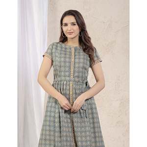 Vestido Corto Informal de Algodón Estampado Verde Mar, Largo hasta la Rodilla, Transpirable y Elegante para el Verano, Playa o Club, Talla XS, ODM - Product Image 1