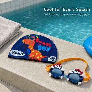 Ensemble <span class=keywords><strong>de</strong></span> natation pour enfants, 2 pièces, <span class=keywords><strong>bonnet</strong></span> <span class=keywords><strong>de</strong></span> <span class=keywords><strong>bain</strong></span> et lunettes <span class=keywords><strong>de</strong></span> natation, avec ajustement extensible, pour la piscine et la <span class=keywords><strong>plage</strong></span> - Product Image 6