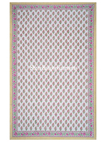 Handgefertigte Mehrfach-Blumenmuster Indische Traditionelle Blockdruck 100% Baumwolle Einweg-Ölbeständige Wasserdichte Tischdecke
