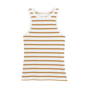 Débardeur respirant à rayures Muscle Fit personnalisable à col en O pour hommes Vêtements tricotés de qualité améliorée en coton imprimé sur mesure. - Product Image 2