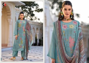 Salwar Kameez Pakistaní Bordado de 3 Piezas para Mujer, en Viscosa, Pantalón Acampanado, Dupatta de Organza, Secado Rápido, Casual, Largo hasta la Rodilla - Product Image 5