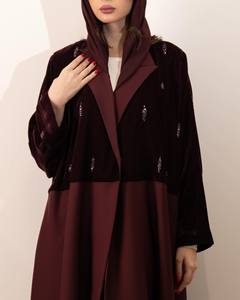 Abaya de Dubaï de luxe en satin de soie sur mesure, à manches longues, anti-plis, faite à la main, avec manches à volants élégantes, pour la prière islamique, pour adultes, vente en gros - Product Image 1