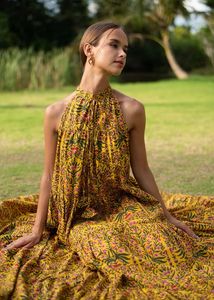 เดรสแม็กซี่สไตล์โบโฮสำหรับผู้หญิง, เดรสยาวสไตล์โบฮีเมียนประดับด้วยดอกไม้มีระบายเป็นชั้นๆเนื้อผ้าไหลน้ำหนักเบาโรแมนติกและน้ำหนักเบา - Product Image 2