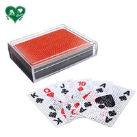 Cartes à Jouer en Plastique Transparent Brillant avec Points Rouges de Marque, Revêtement Unique des Deux Faces, Format Bridge (58x88mm), 54 Cartes