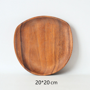 Platos de madera hechos a mano PARA CENA, desayuno, café, té, aperitivos, platos de madera de acacia maciza ovalados irregulares para servir - Product Image 5
