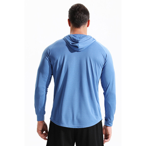 Printemps et automne nouveaux hommes sweat à capuche de sport hommes ample à manches longues couleur unie respirant haut décontracté sweats à capuche course à capuche chemises - Product Image 3