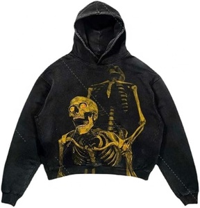 Custom Print Acid Wash Hoodies Personalized Vintage Streetwear Pullover with Business Logo High End Quality Cotton Fleece - Product Image 6