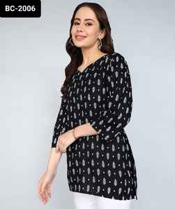 Latest <b>Women</b> Casual and Daily Wear Simple Rayon Co9tton Short <b>Kurtis</b> with Digital Print Summer Wear Cotton Long Sleeve <b>Kurtis</b> - Product Image 2