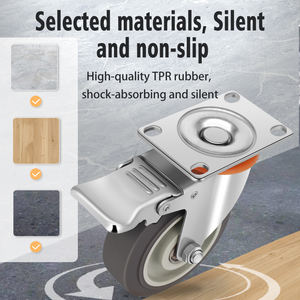 4 Stück leise abschließende Rollen mit Bremse - 3""/4""/5"" Drehbare Platten-Räder für keine Bodenmarkierungen und einfache Mobilität - Product Image 5