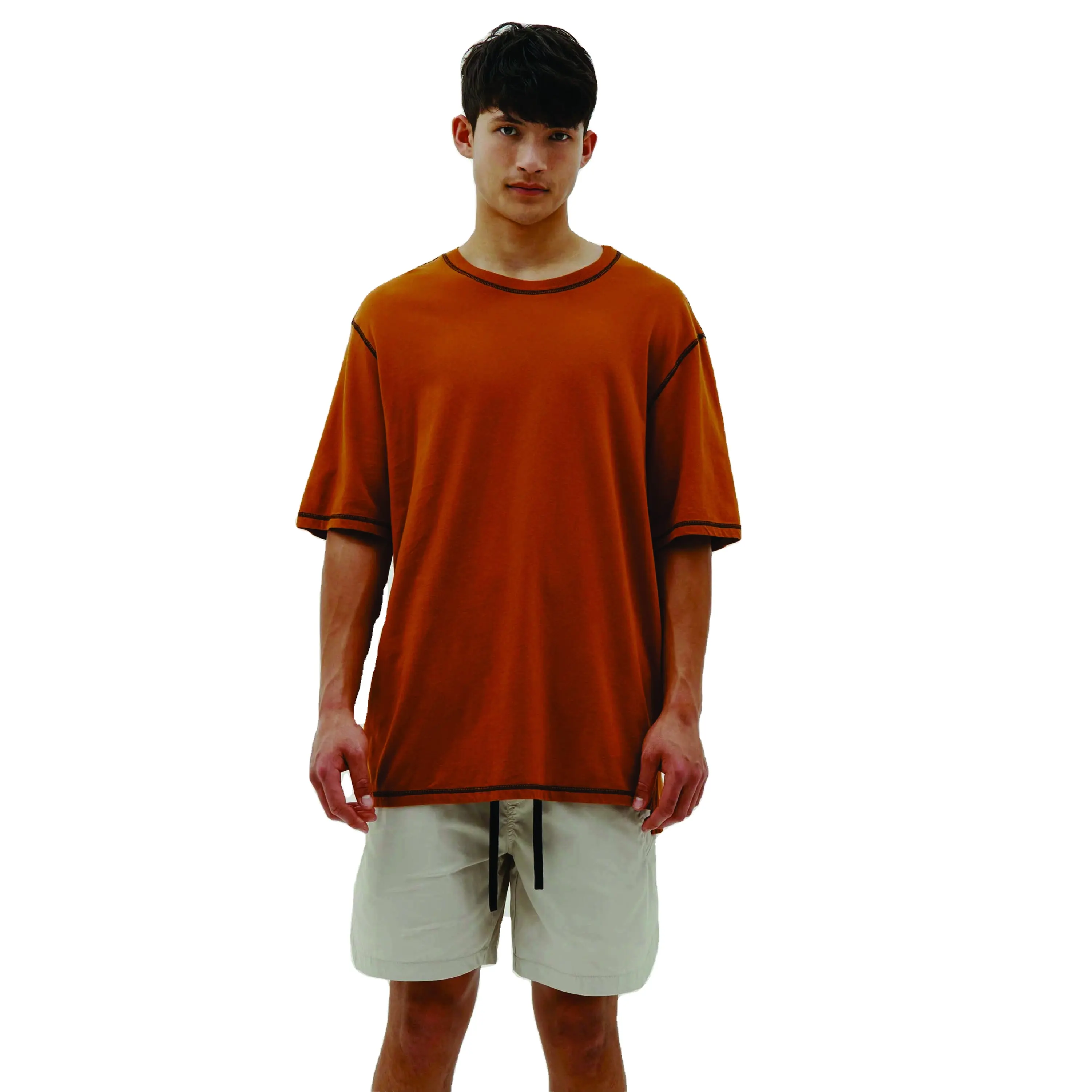 İndirimli fiyat özel Logo pamuk ekip boyun tamamen özelleştirilmiş kontrast yaka dikiş erkek t-shirt