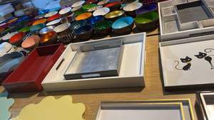 Venta al por mayor hecho a mano de lujo Rectangular festoneado redondo impresión Laca bandeja superventas artículos decoración Navidad - Product Image 2