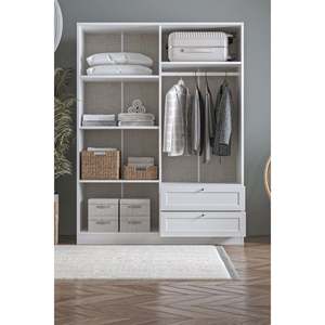 Armoire moderne Terra à 4 portes et 2 tiroirs, écologique, autoportante, avec 5 étagères, grande armoire de rangement pour chambre à coucher, armoire en bois - Product Image 2