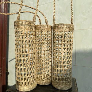 Factory Handicrafts Eco-Friendly Wicker Bamboo Flower Milk Tea Cup <b>Carrier</b> Rattan Bubble Tea Cups <b>Holder</b> Gift Vietnam - Product Image 1