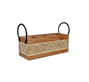 Soporte decorativo para cubiertos de madera con diseño elegante para centro de mesa de comedor y almacenamiento de cocina - Product Image 4