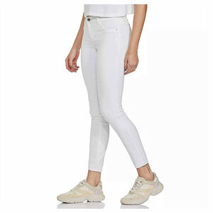 กางเกงยีนส์ขาตรงสตรีทแวร์สำหรับผู้หญิงกางเกงยีนส์ผ้ายืดสำหรับฤดูหนาวผ้าย้อมสีพื้น - Product Image 3