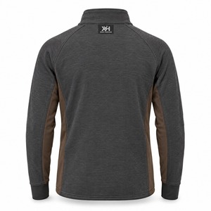 Veste mi-longue hybride en polaire mérinos à fermeture éclair intégrale 280 GSM, personnalisable OEM, vente en gros - Product Image 2