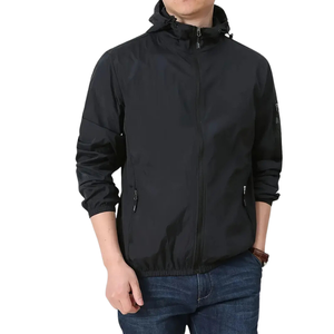 Veste de sport décontractée pour homme-Imperméable, polyester, à capuche avec fermeture éclair sur le devant pour le printemps/automne - Product Image 2