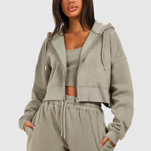 เสื้อฮู้ดดี้ผู้หญิงแบบสวมหัวสำหรับฤดูหนาว ดีไซน์ตามสั่ง OEM คุณภาพสูง พร้อมโลโก้ด้านหน้า เป็นมิตรกับสิ่งแวดล้อม แห้งเร็ว ผ้าฝ้าย 100% ทรงครอป - Product Image 1