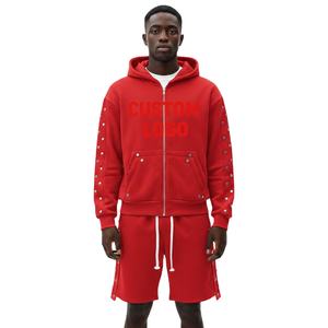 Conjunto de Sudadera con Capucha y Pantalones Cortos de Alta Calidad con Logotipo Personalizado para Hombre, Ropa Deportiva de Algodón, Conjunto de Dos Piezas - Product Image 2