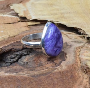 แหวน Charoite แฟชั่นสีม่วงแหวนพลอย925เงินสเตอร์ลิงทำด้วยมือเครื่องประดับสำหรับวันเกิดของขวัญวันเกิด - Product Image 3