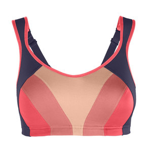 Soutien-gorge de sport côtelé à maintien élevé et séchage rapide pour femme - Yoga et course à pied, 340g Polyester Spandex avec décoration en strass - Product Image 4