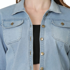 Vestes en jean pour femmes Vêtements en jean décontractés pour femmes Veste d'automne Manteau en jean boutonné Veste en jean pour dames avec service OEM - Product Image 5