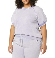 Ensemble 2 pièces tendance 2024 : Short cycliste délavé à l'acide et T-shirt pull coupe droite, pour femme, automne, écoresponsable