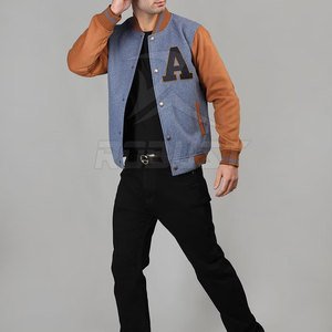 Blouson universitaire homme style streetwear hiver, col montant uni, coupe classique, en tissu peigné, avec logo personnalisé - Product Image 5
