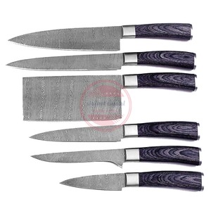 ชุดมีดด้ามไม้ Pakka 6ชิ้น,ชุดมีดดามัสกัสสไตล์เลเซอร์สำหรับเชฟงานแฮนเมด - Product Image 2