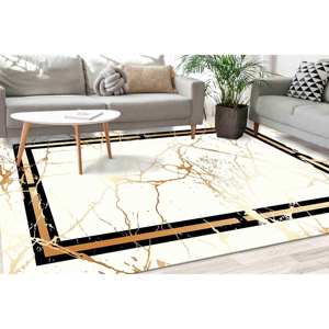 Alfombra de mármol dorado, alfombras modernas, alfombra negra y dorada, alfombra de mármol, alfombra de lujo, regalo para el hogar, alfombra de pasillo, alfombra suave no tejida - Product Image 1