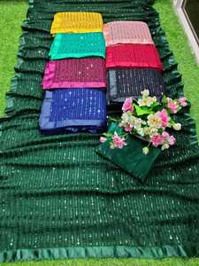 Boutique indienne à la mode classique lourd Georgette séquence fantaisie travail Saree dernière conception indienne pour les filles de fête fait doux à la mode - Product Image 5