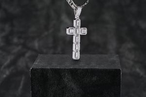 925 personalizado plata Hip Hop colgante Iced Street moda diseño diamante Moissanite personalizado Cruz Baguette aleación fina cristiana - Product Image 2