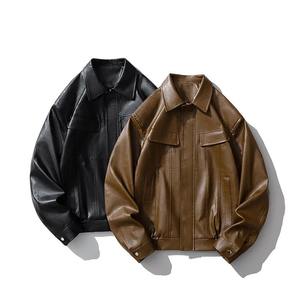 Veste bomber pour homme en cuir véritable pleine fleur, fabriquée en usine, personnalisée, imperméable, écologique, col à revers, fermeture éclair, veste de motard - Product Image 6