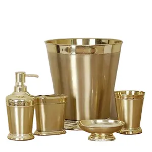 Gold Color Decoration Best High Quality Material Decorative Standard Design Stylish Modern Bathroom Set