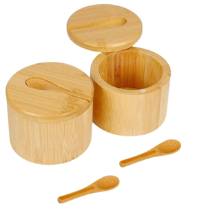 Salière ronde en bois avec couvercle salière maison et cuisine salière en bois bol à poivre boîte à épices - Product Image 3