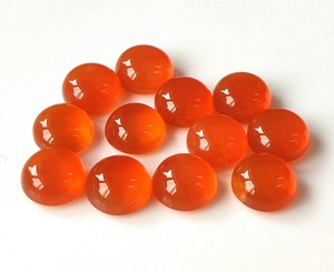 หินคาร์เนเลี่ยนทรงกลม Cabochon ขนาด3มม.-10มม. อัญมณีทรงหลวมด้านหลังแบนอัญมณีทำจากส้ม - Product Image 2