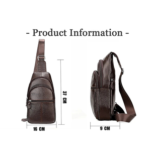 Sac de poitrine vintage en cuir véritable, sac à bandoulière, fermeture à boucle, durable, usage quotidien, toutes saisons, pour homme - Product Image 4