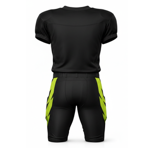 Custom American <b>Football</b> Uniform <b>Set</b> Black Neon Yellow Lightning Graphic Performance Jersey & Padded Pant OEM - Product Image 2