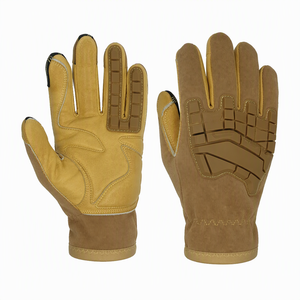 Gant tactique démontable en caoutchouc moulé par injection avec protection thermique en grille, paume en cuir de vachette brun, KEVLAR, pour extérieur, unisexe - Product Image 1