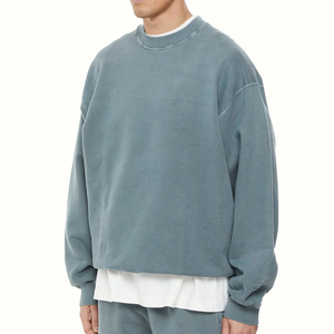 Best Quality Drop Shoulder Acid Wash Men Sweatshirts Street Wear Winter Season 100% Cotton Fleece Customized Fashion Sweatshirts - Product Image 4