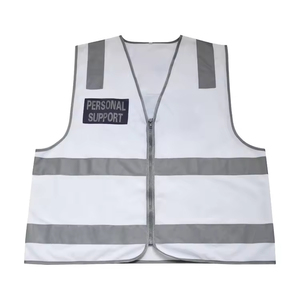 Gilet de sécurité réfléchissant haute visibilité blanc avec fermeture éclair, vêtements de travail pour le soutien personnel - Product Image 1