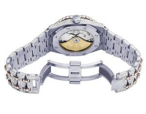 Reloj de Diamantes Moissanite VVS de Acero Inoxidable Blanco de Dos Tonos para Hombre, Estilo Hip Hop, Automático, Mecánico, de Lujo, Calidad Premium - Product Image 2