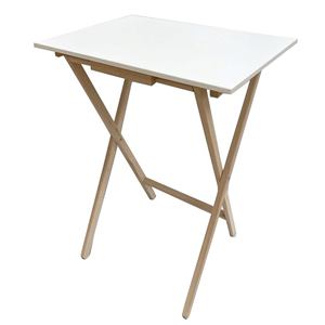 WELL HOME Table console auxiliaire flexible 48x35x64 cm en bois de hêtre et mélamine blanche - Product Image 1