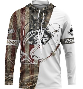 เสื้อฮู้ดลายปลาสำหรับผู้ชายและผู้หญิงเสื้อมีฮู้ดสำหรับผู้ชายกลางแจ้งแห้งเร็ว100% โพลีเอสเตอร์ระเหิดจากโรงงาน - Product Image 1