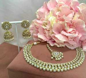 เครื่องประดับ kundan คุณภาพพรีเมี่ยมเครื่องประดับอินเดียต่างหูสร้อยคออินเทรนด์ชุดเจ้าสาวขายส่งแฟชั่น Choker สร้อยคอเครื่องประดับ - Product Image 3