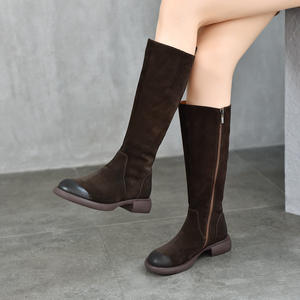 Bottes décontractées pour femmes en faux daim à talon carré, au-dessus du genou, extensibles, bottes cuissardes pour femmes, bottes d'équitation pour femmes - Product Image 2