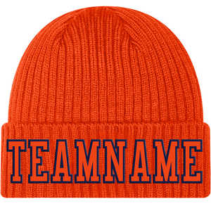 Sombrero de punto acrílico 100% personalizable naranja para Kelly verde-blanco cosido con puños diseño rasgado bordado 3D sólido ajustable - Product Image 3
