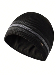 Gorro de invierno tejido en Jacquard con logotipo personalizado y puños de punto cálidos accesorios de invierno - Product Image 2